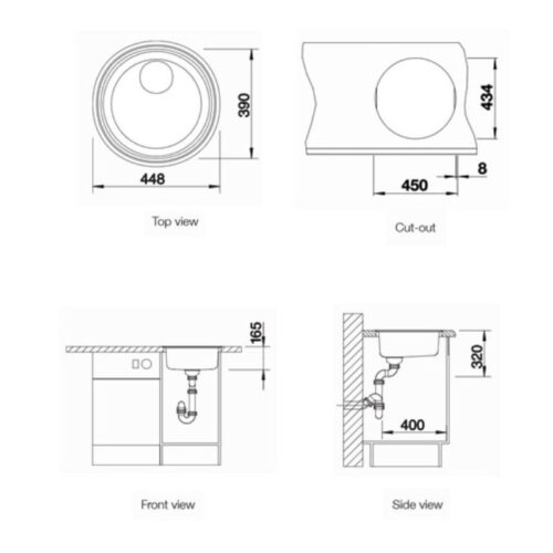 Kích thước chậu rửa chén Blanco RONDOSOL IF