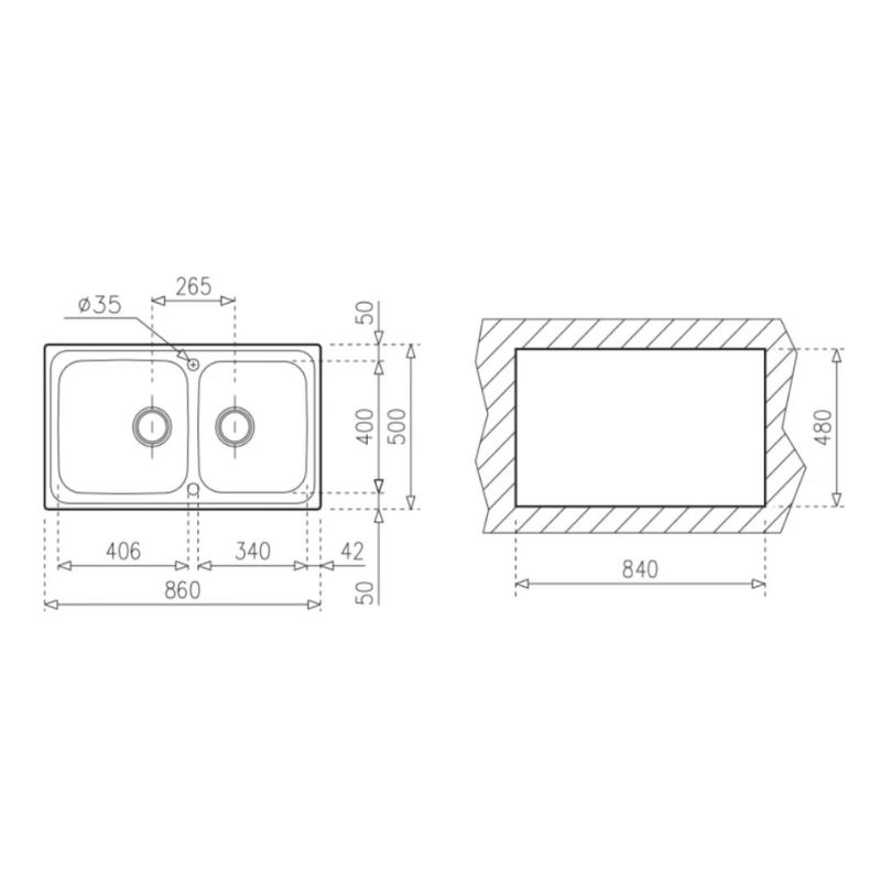 Kích thước chậu rửa Teka Classic 860.500.2B (2C) Kích thước chậu rửa Teka Classic 860.500.2B (2C)
