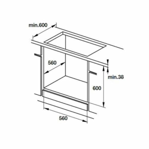 Kích thước lò nướng âm tủ Hafele HO-KT60A9 535.02.611