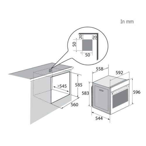 Kích thước lò nướng Brandt BXP6555B