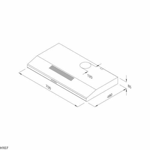 Kích thước máy hút khử mùi classic MALLOCA H107