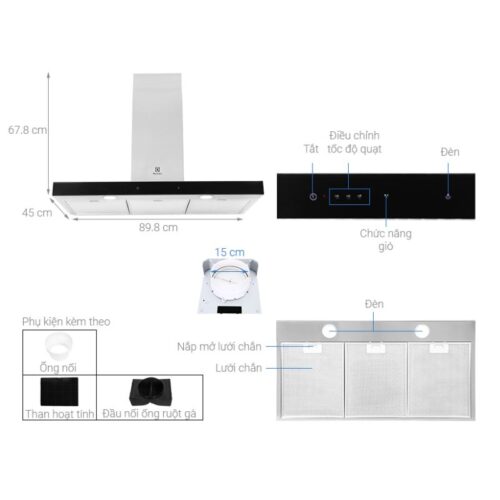 Máy hút mùi Electrolux LFT769X 4 Kích thước máy hút mùi Electrolux LFT769X