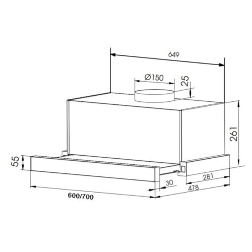 Kích thước máy hút mùi Faster FSSYP7222B
