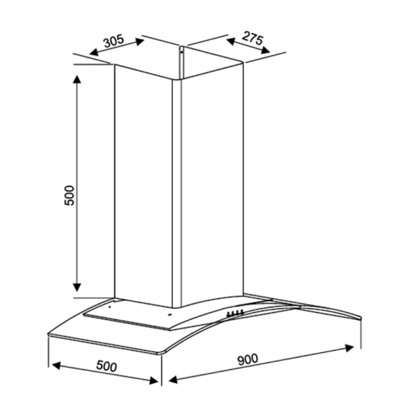 Kích thước máy hút mùi Kocher K-8390XS (90cm) Kích thước máy hút mùi Kocher K-8390XS (90cm)