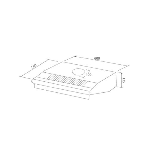 Kích thước máy hút mùi Malloca H395 - 600