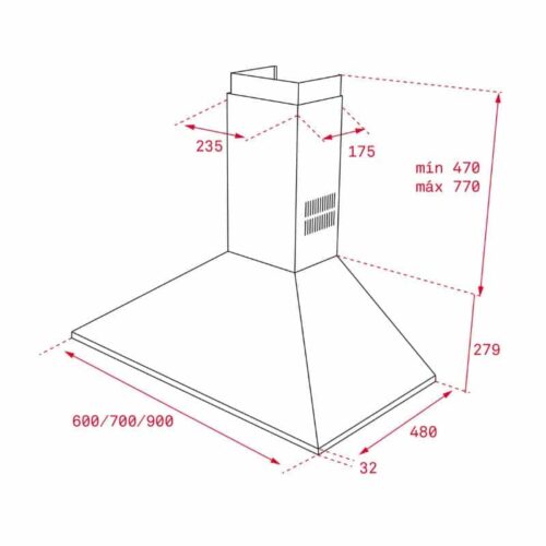Kích thước của Máy hút mùi TEKA DBB 90