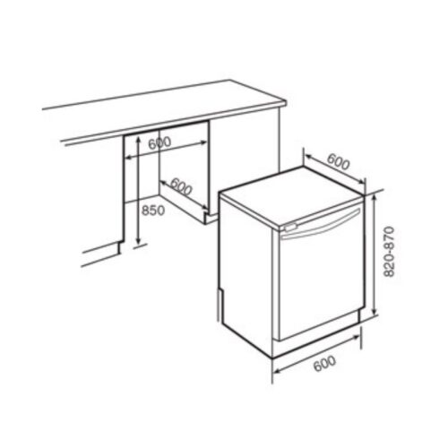Kích thước máy rửa bát MALLOCA WQP12-J7215