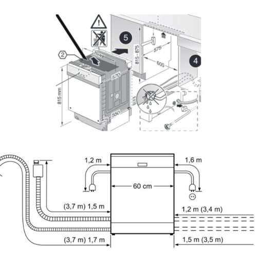 Kích thước máy rửa chén bát âm tủ bán phần Bosch SMI25AS02E