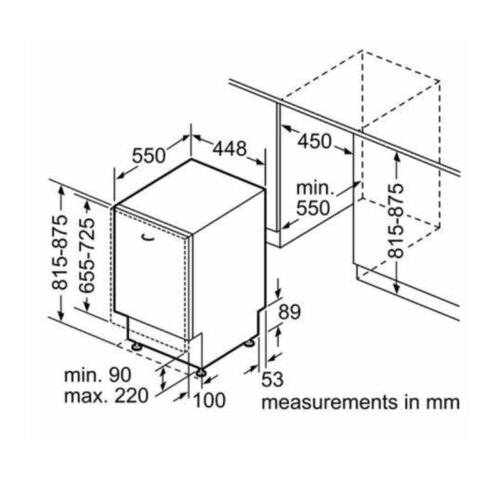 Kích thước máy rửa chén bát Bosch SPV46MX00E