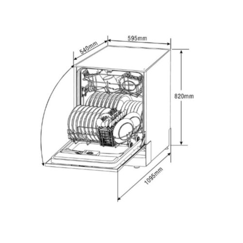 Kích thước máy rửa chén Malloca WQP12 - 9346B