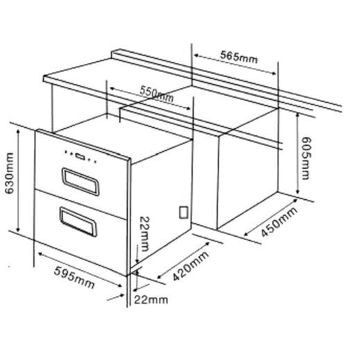 Kích thước máy sấy bát 3 giàn Faster FSA22