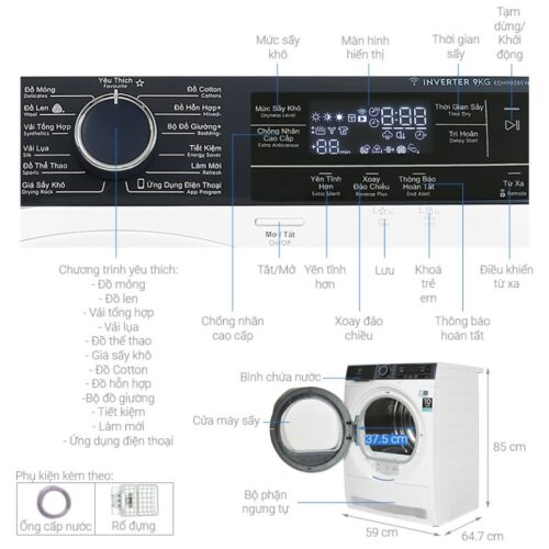 Kích thước máy sấy Electrolux EDH903BEWA
