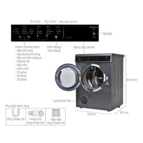 Kích thước máy sấy Electrolux EDS7552S