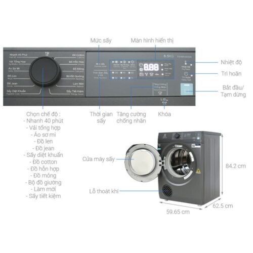 Kích thước máy sấy Electrolux EDV854N3SB