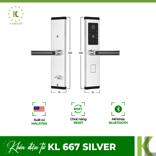 Khóa cửa thông minh Kassler KL-667 màu bạc