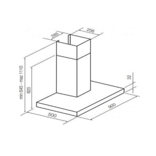 kích thước của máy hút mùi Hafele 539.82.389