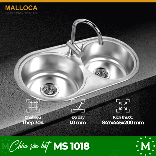 Chậu rửa bát 1 khối Malloca MS 1018