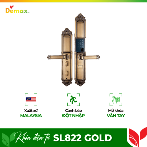 Khóa cửa điện tử Demax SL822 Gold cho đại sảnh - biệt thự