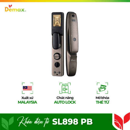Khóa cửa thông minh tự động màn hình chuông Demax SL898 PB