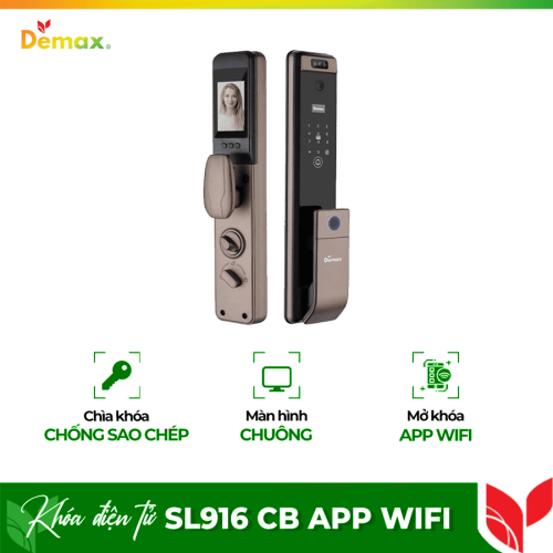 Khóa cửa điện tử nhận diện khuôn mặt Face ID - 3D Demax SL916 CB App Wifi