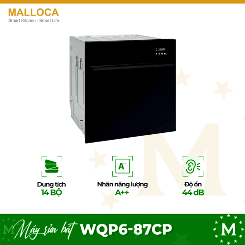 Máy rửa chén bát âm tủ Malloca WQP6-87CP