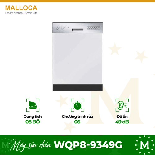Máy rửa chén Malloca WQP8-9349G
