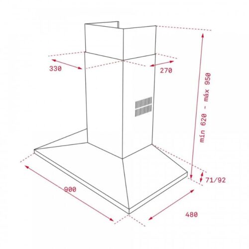 Kích thước của Máy hút mùi áp tường Teka DSS 985