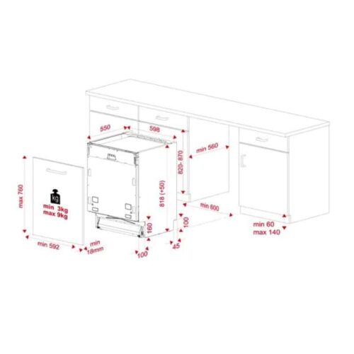 Máy rửa chén TEKA DFI 76950 220 50 WH 114260004 5 Kích thước của Máy rửa bát Teka DW DFI 76950 220 50 WH