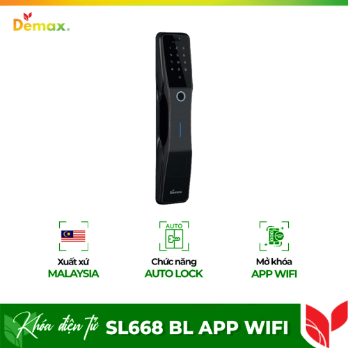 Khóa cửa điện tử Demax SL668 BL - APP WIFI