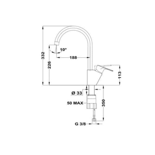 Vòi chậu rửa MTP 995 116030001 3 Kích thước của Vòi rửa Teka Sink faucet MTP 995