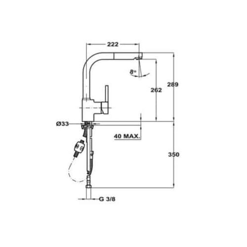 Kích thước của Vòi rửa Teka Sink faucet pull out ARK 938
