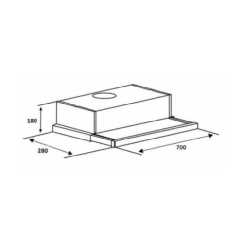 Kích thước máy hút mùi âm tủ Malloca - H203 - 700