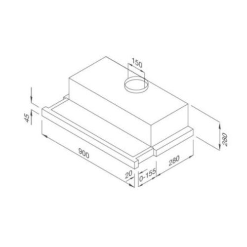 Kích thước máy hút mùi âm tủ Malloca H214.9