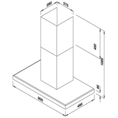 Kích thước máy hút mùi ống khói Malloca MC 9097R