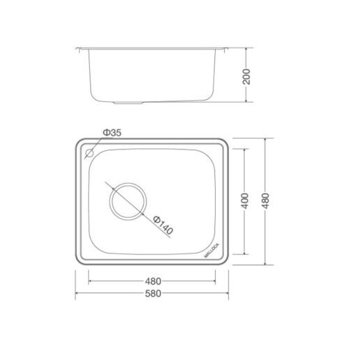 Kích thước chậu rửa bát Malloca MS 1023