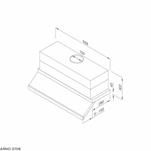 Kích thước máy hút mùi âm tủ Malloca ARNO-K0706