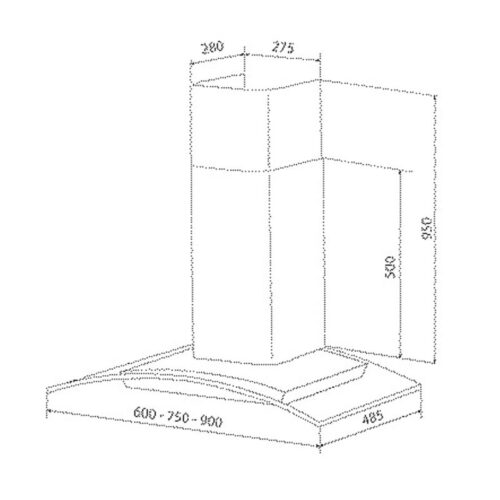 Kích thước máy hút mùi kính cong Malloca MC 9068 New