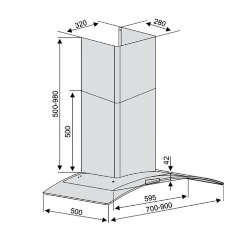 Kích thước máy hút mùi Lorca TA 2002A-90