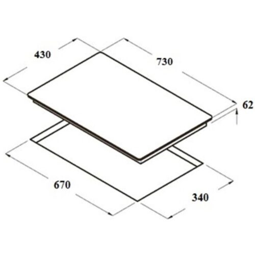 Kích thước bếp từ Cata IB 1822 BK