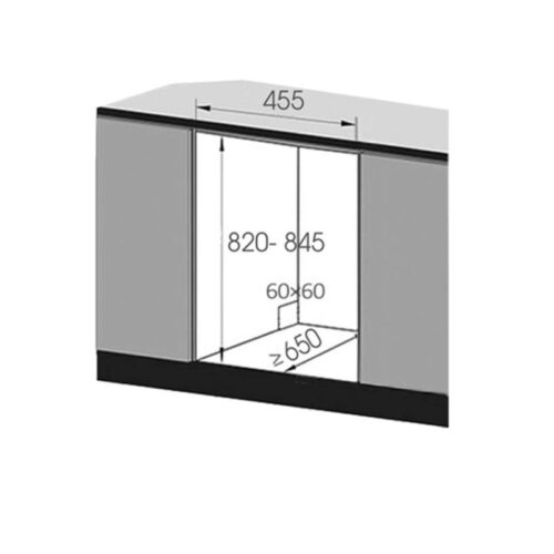 Kích thước lắp đặt máy rửa bát Texgio TG-W45A3A
