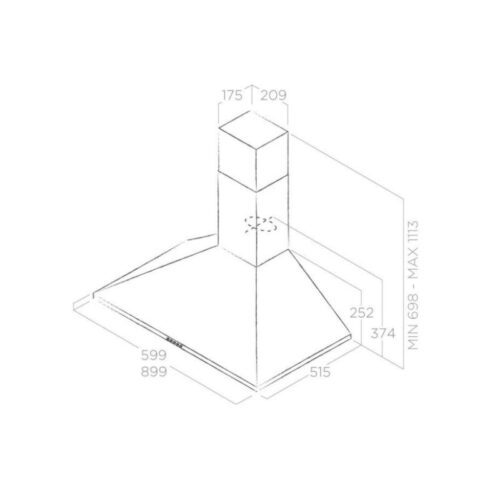 Kích thước máy hút mùi Elica TAMAYA PB BL/A/90