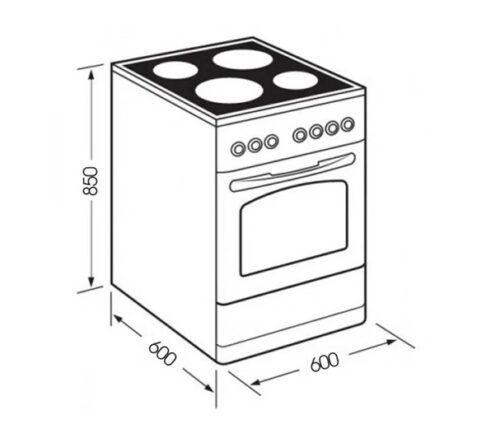 Bếp tủ liền lò Kaff KF-IK60850 5 Kích thước Bếp tủ liền lò Kaff KF-IK60850