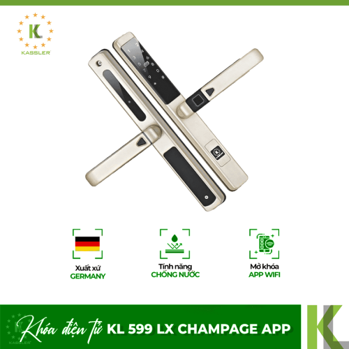 Khóa điện tử Kassler KL 599 LX Champage App/ Khóa cửa nhôm