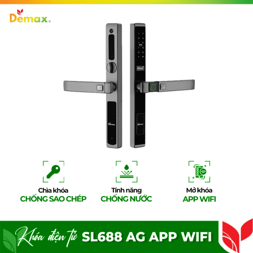 Khóa cửa điện tử chống nước Demax SL688 AG App Wifi