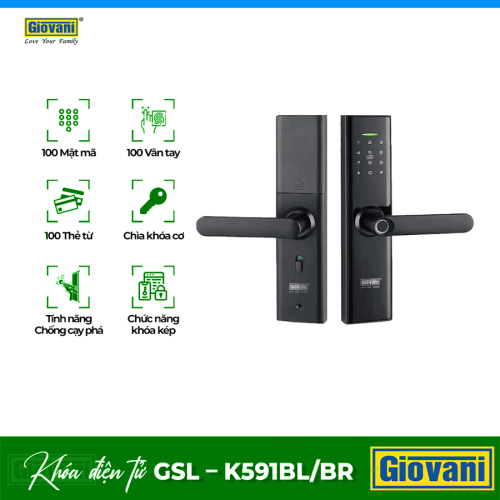 Khóa điện tử Giovani GSL - K591BL/BR (Black)