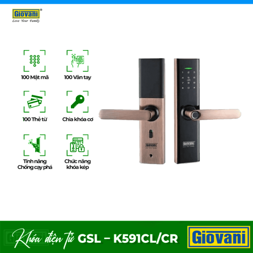 Khóa điện tử Giovani GSL - K591CL/CR (Copper)