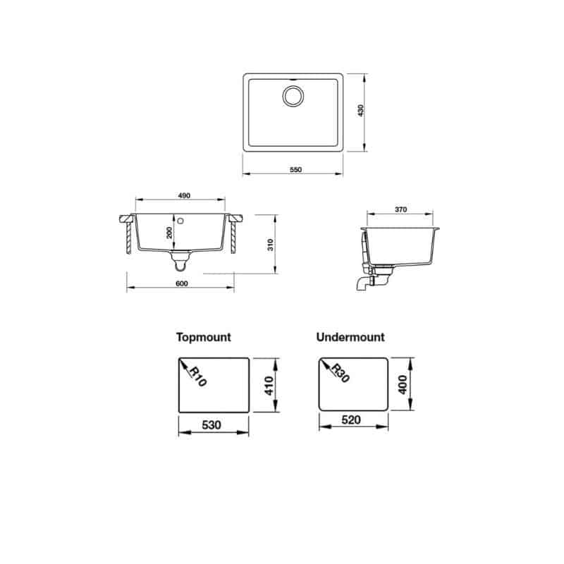 Kích thước chậu Rửa Đá HS19-GEN1S60 Hafele 570.35.430 Kích thước chậu Rửa Đá HS19-GEN1S60 Hafele 570.35.430
