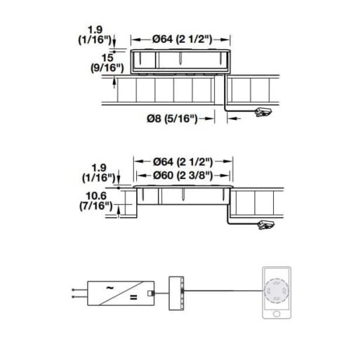 Kích thước của Dây nối dài cho đèn Led 12V 2000mm Hafele 833.73.766