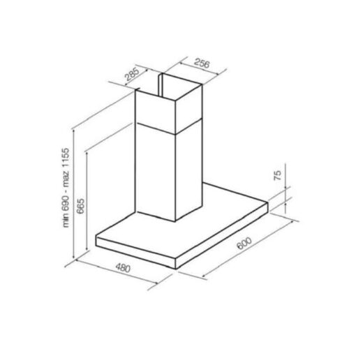 kích thước của máy hút mùi gắn tường Hafele 539.82.392