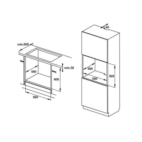 Kích thước Lò nướng âm tủ Hafele 535.62.571